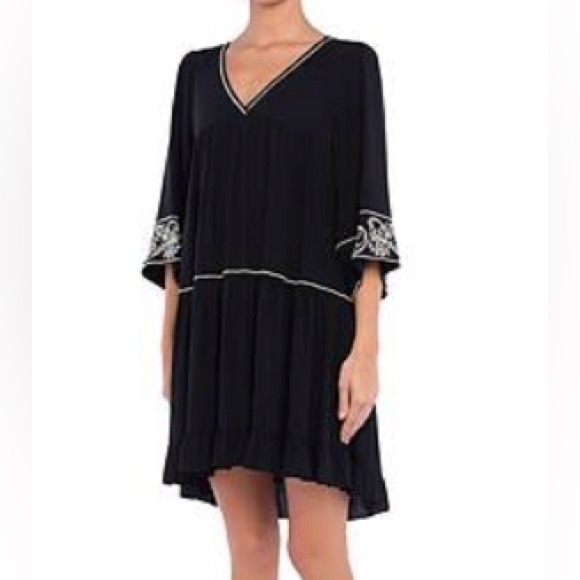 TWINSET Black Dress / Cover up with Embroidery Sleeves Size: XL - Picture 2 of 4